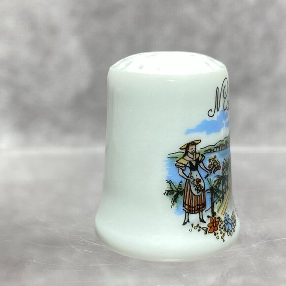 Porcelain Thimble Featuring Scenic "Nice" Design With Coastal Imagery France - Picture 6 of 9